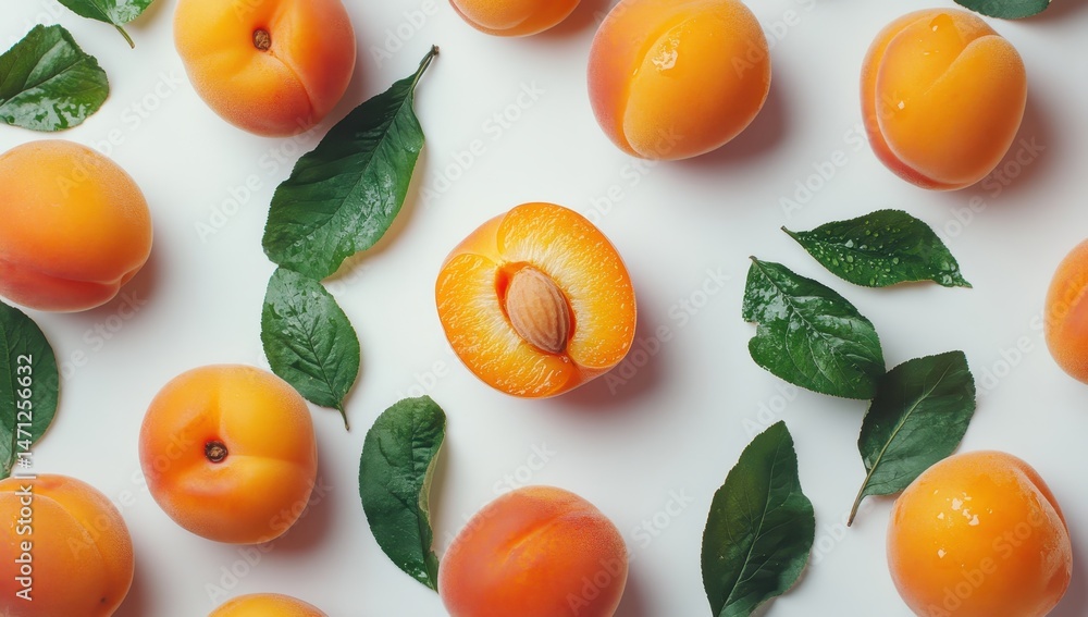 Fresh Apricots and Leaves Fresh Apricots and Leaves