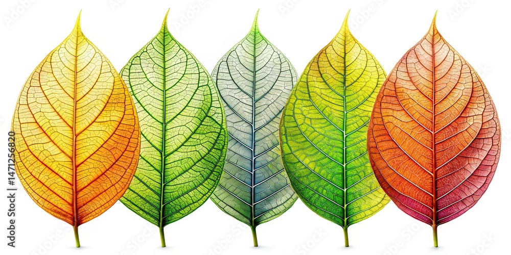 Obraz premium Vertical Row Leaves White Background AI Photo