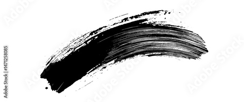 Vector new style black brush stroke with splatters of paint stroke.	