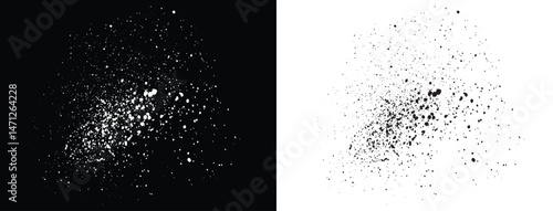 Vector paint splatter black and white grunge texture isolated blood background