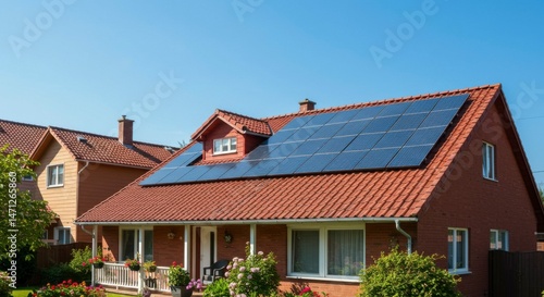 Wallpaper Mural Residential home with rooftop solar panels Torontodigital.ca