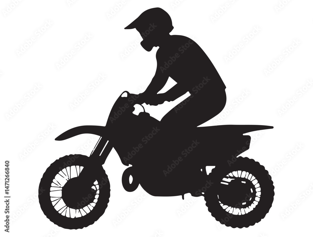 Fototapeta premium DIRT BIKE SILHOUETTE WHITE BACKGROUND