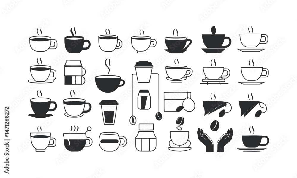 Modern vector illustration set of editable line icons of tea and coffee,, easily scalable and editable. Modern vector illustration set of editable line icons of tea and coffee,, easily scalable and editable.