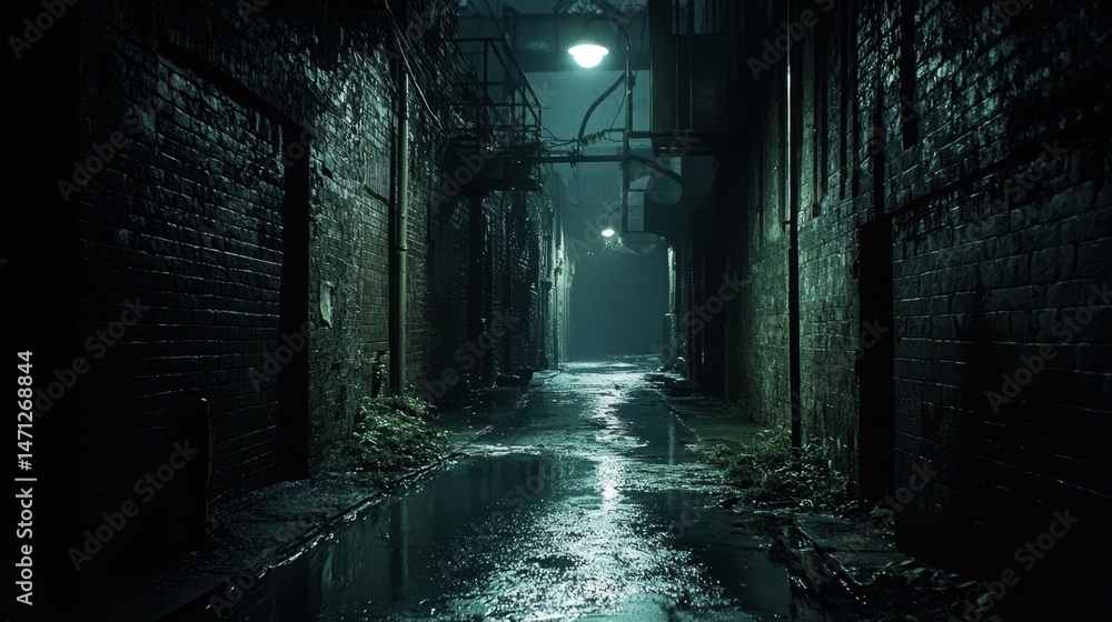 Obraz premium A tranquil moment captured in a well-lit alley.