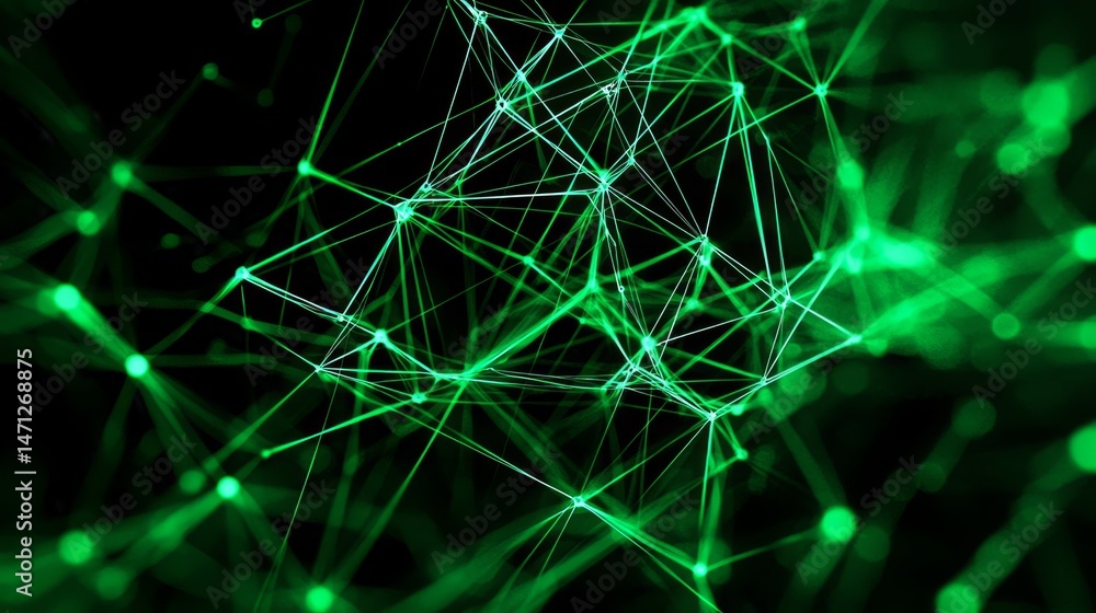 Fototapeta premium The detailed structure of green lines creates a mesmerizing pattern in darkness.