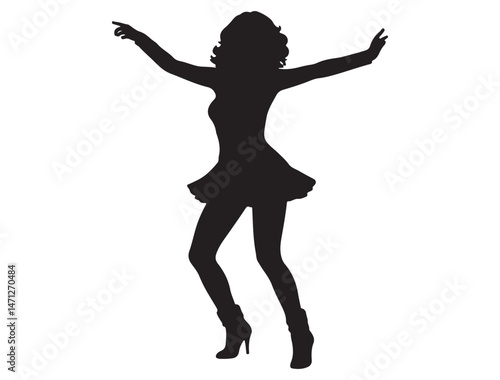 DISCO GIRL SILHOUETTE WHITE BACKGROUND