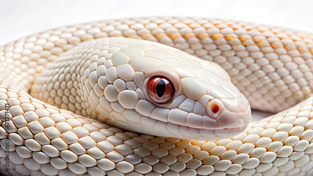 Fototapeta premium White Snake Close-Up, Intricate Scales, Captivating Detail