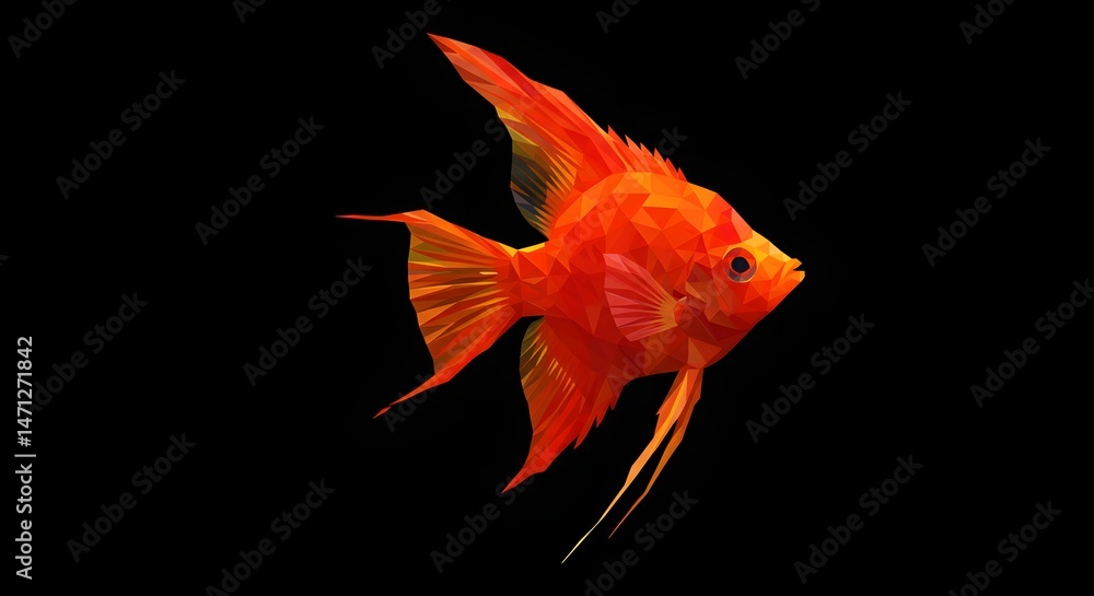 Geometric Angelfish Illustration in Vibrant Orange Tones Geometric Angelfish Illustration in Vibrant Orange Tones