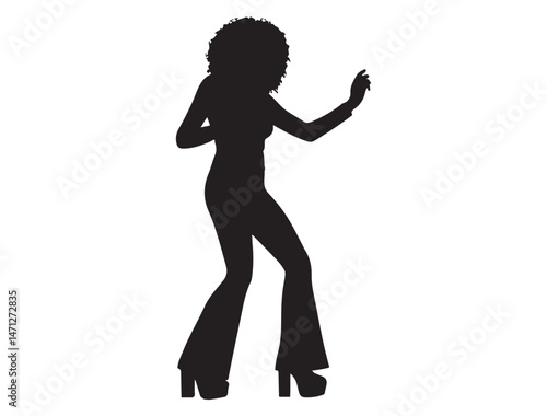 DISCO GIRL SILHOUETTE WHITE BACKGROUND