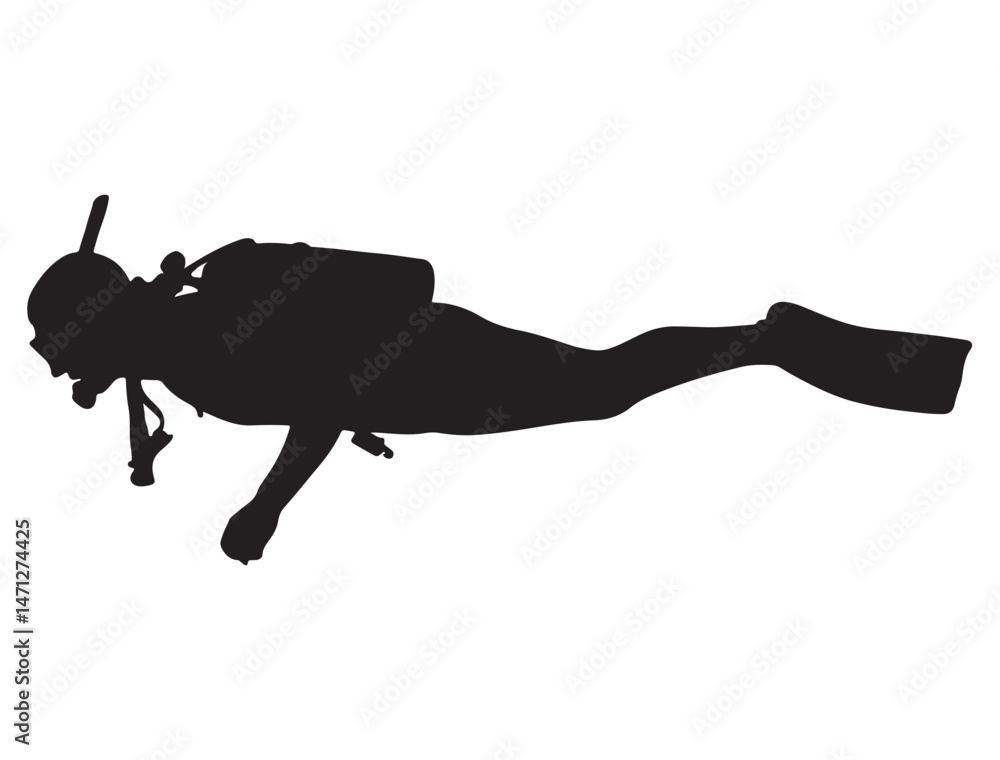 Obraz premium DIVING SILHOUETTE WHITE BACKGROUND