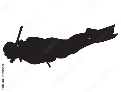 DIVING SILHOUETTE WHITE BACKGROUND