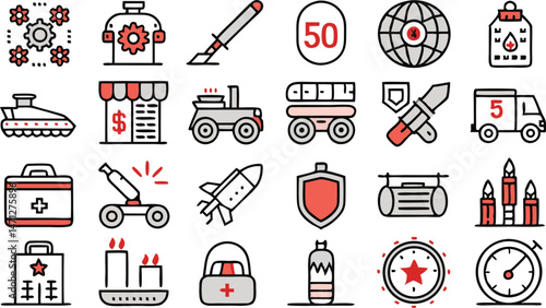 Elegant War Icon Collection Featuring Duotone and Thin Line Styles for Professional Projects