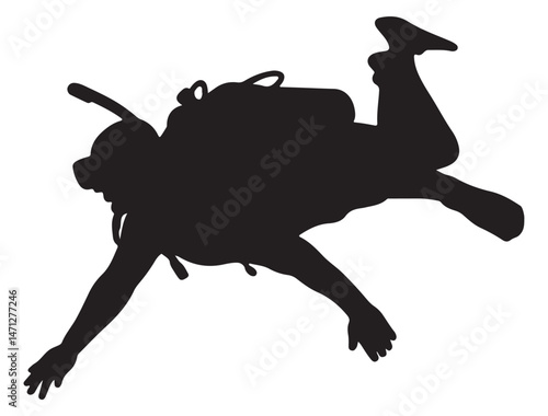 DIVING SILHOUETTE WHITE BACKGROUND