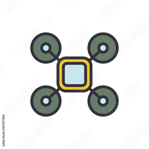 Stylized aerial drone icon representing modern technology and automation
