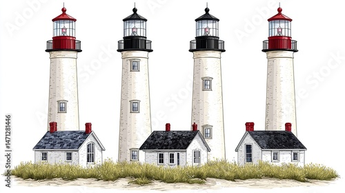 assorted lighthouse vector graphic design template set for sticker, decoration, cutting and print file HD 8K eid ul azha wallpaper Photographic Image
