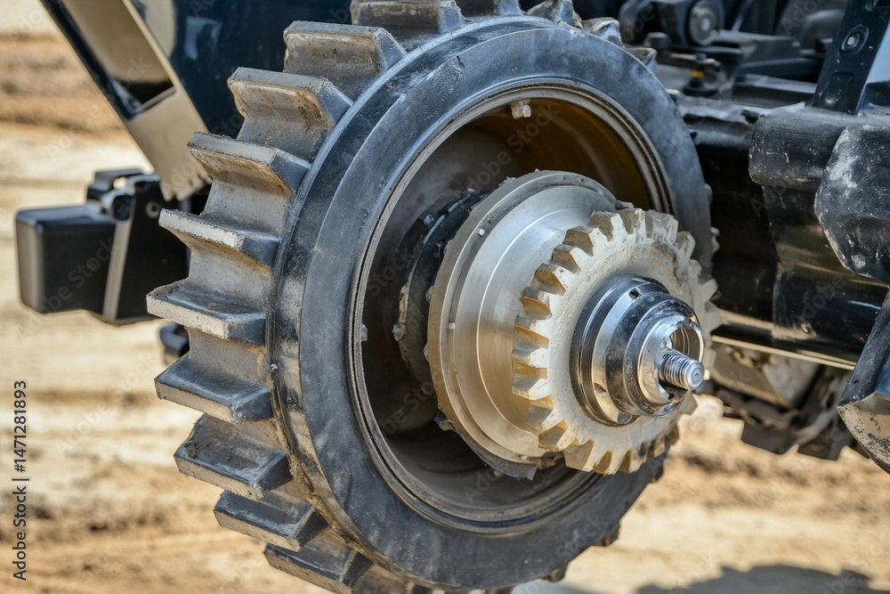 Disassembled tractor reduction axle showcasing internal components Generative AI Disassembled tractor reduction axle showcasing internal components Generative AI