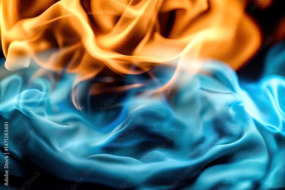 Obraz premium Fiery blue and orange flames