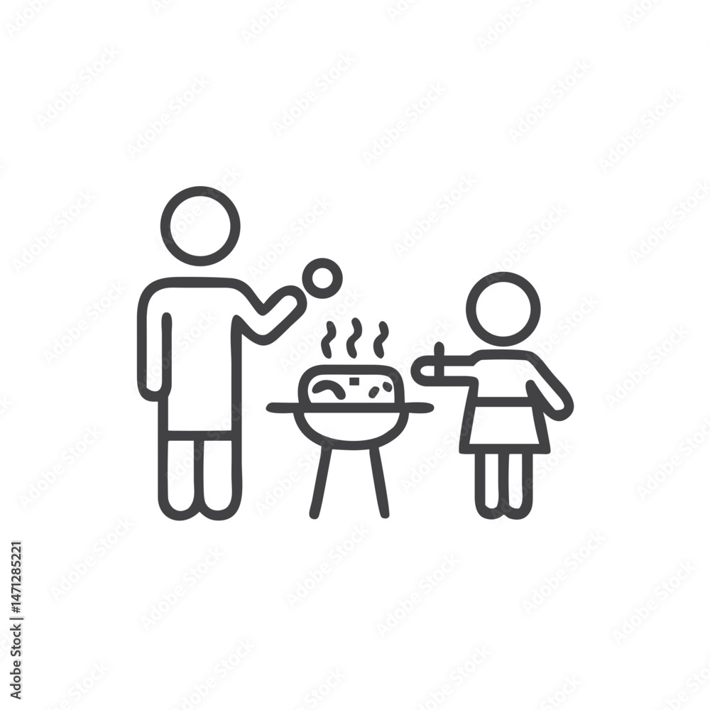 Fototapeta premium Family Barbecue Icon for Outdoor Recreation Apps, Cooking Websites, Family Activity Planners, Summer Event Graphics and Social Gathering Designs