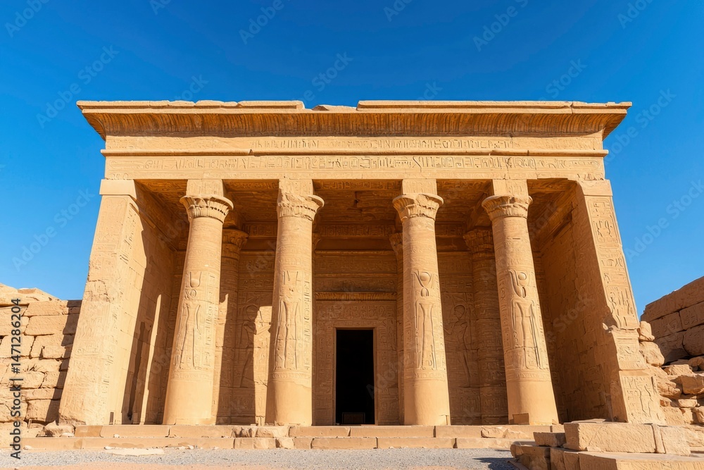 Obraz premium Ancient temple facade under a clear sky