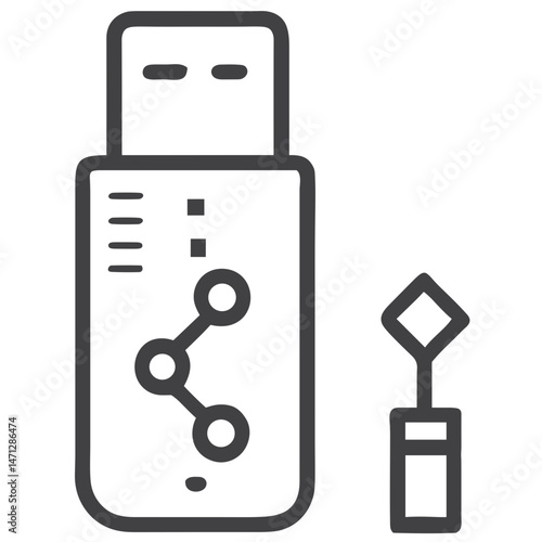 USB Flash Drive Icon for Technology Websites, Data Storage Solutions, Computer Accessories Marketing, IT Services, and Digital Content Management Materials