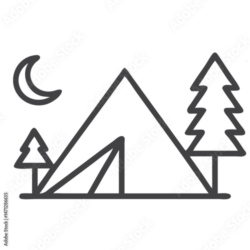 Camping Under Stars Icon for Outdoor Adventure Websites, Travel Blogs, Wilderness Tourism, Recreation Equipment Marketing, and Holiday Planning Resources