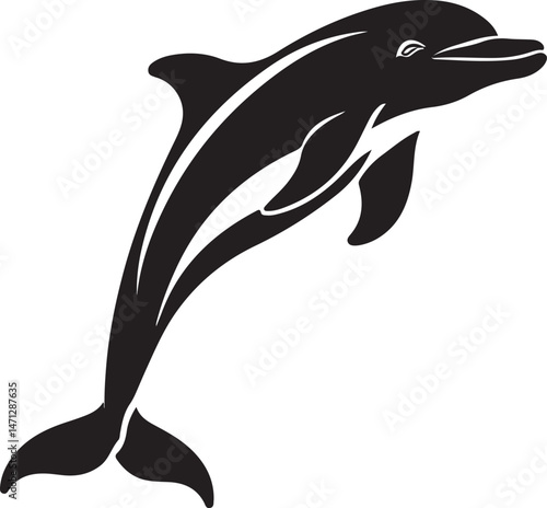 Dolphin icon silhouette style vector minimal art illustration on a white background