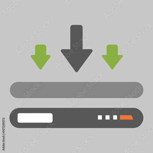 Vector download icon button with a glossy arrow symbol for web design