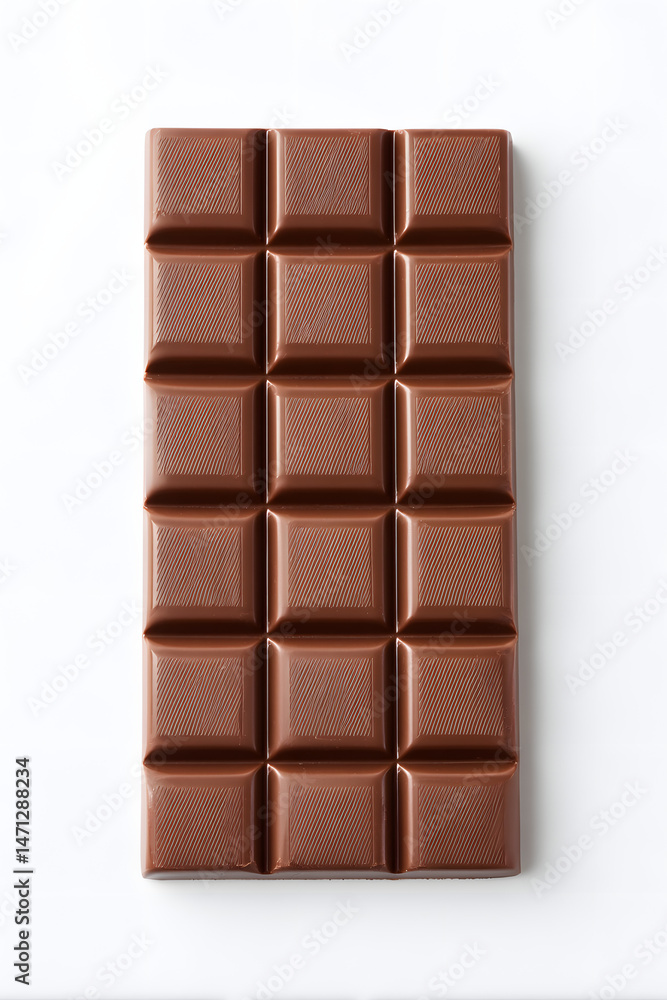 Fototapeta premium Milk Chocolate bar top view, isolated on a white background