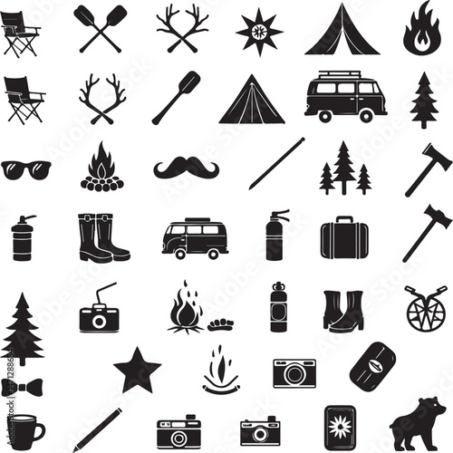 Tent Under the Stars Silhouette

Campfire Night Scene Vector

Family Camping Trip Silhouette Art

Forest Camping with Mountains Background

Adventure Camping Scene in Wilderness