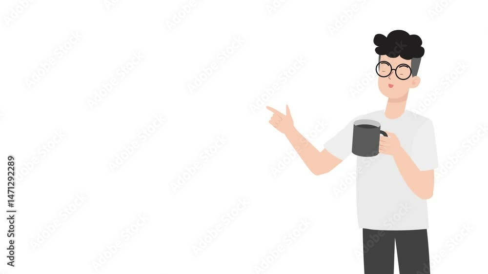 video man stands with coffee cartoon animation
video man stands with coffee cartoon animation