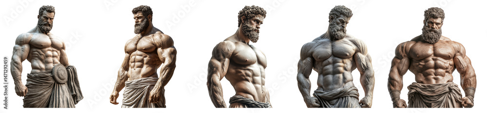 Ancient Warrior Sculpture Displaying Strong Muscular Form and Attire, PNG bundle collection, Isolated on Transparent Background Ancient Warrior Sculpture Displaying Strong Muscular Form and Attire, PNG bundle collection, Isolated on Transparent Background