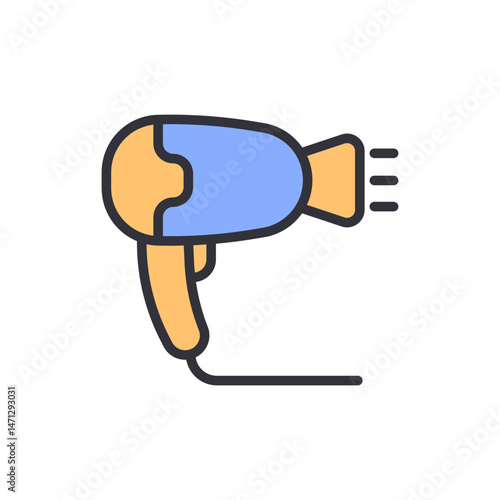Stylized Hair Dryer Icon for Beauty and Personal Care Concepts Depiction