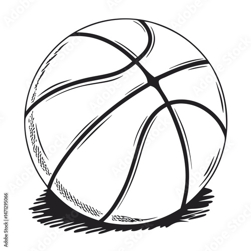  Illustration of a Basketball with Clear Contours and Shadow