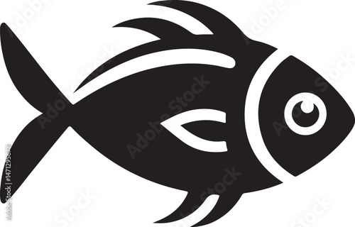 A simple black silhouette of a fish