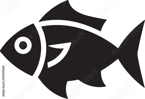 A simple black silhouette of a fish