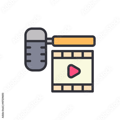 Podcast production cartoon vector illustration for multimedia content