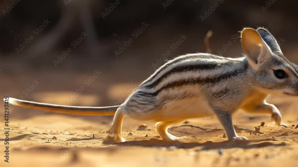 Banded harewallaby cautiously navigates arid landscape Banded harewallaby cautiously navigates arid landscape