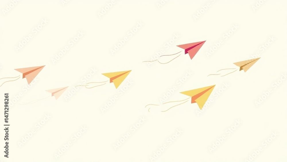 Colorful Paper Airplanes Soaring Through a Bright Sky Flight Travel Freedom Concept Colorful Paper Airplanes Soaring Through a Bright Sky Flight Travel Freedom Concept