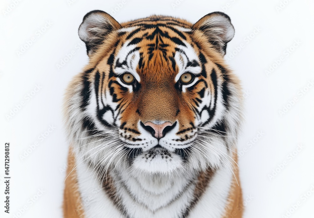Fototapeta premium Close Up Portrait of a Tiger Against White Background