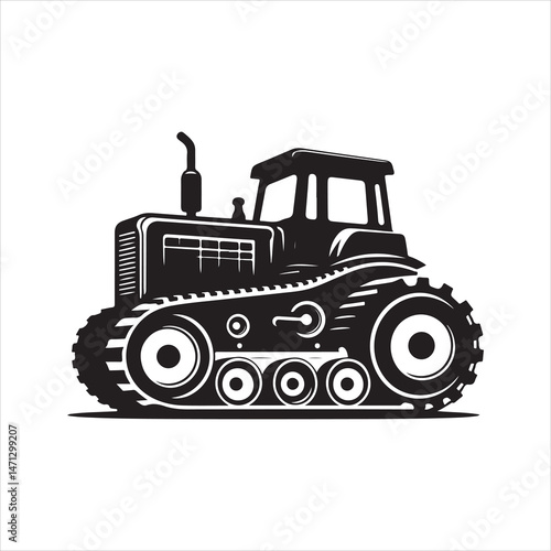 Powerful Tractor Illustrations: Vector Graphics of Farm and Construction Vehicles