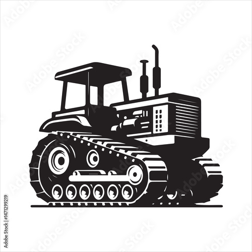 Powerful Tractor Illustrations: Vector Graphics of Farm and Construction Vehicles