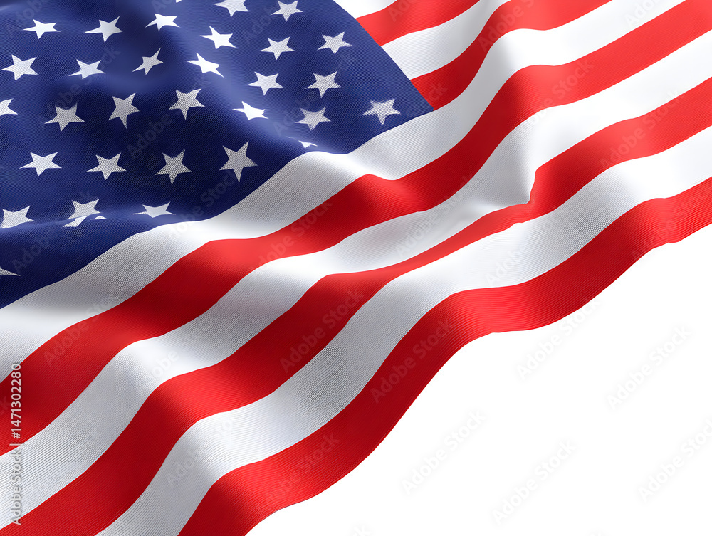Fototapeta premium Waving USA flag isolated on white