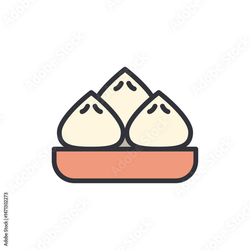 Steamed Dim Sum: A minimalist illustration of a culinary tradition