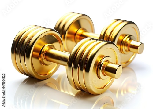 Gold Dumbbells Candid Photo, Fitness, Workout, Gym, Exercise