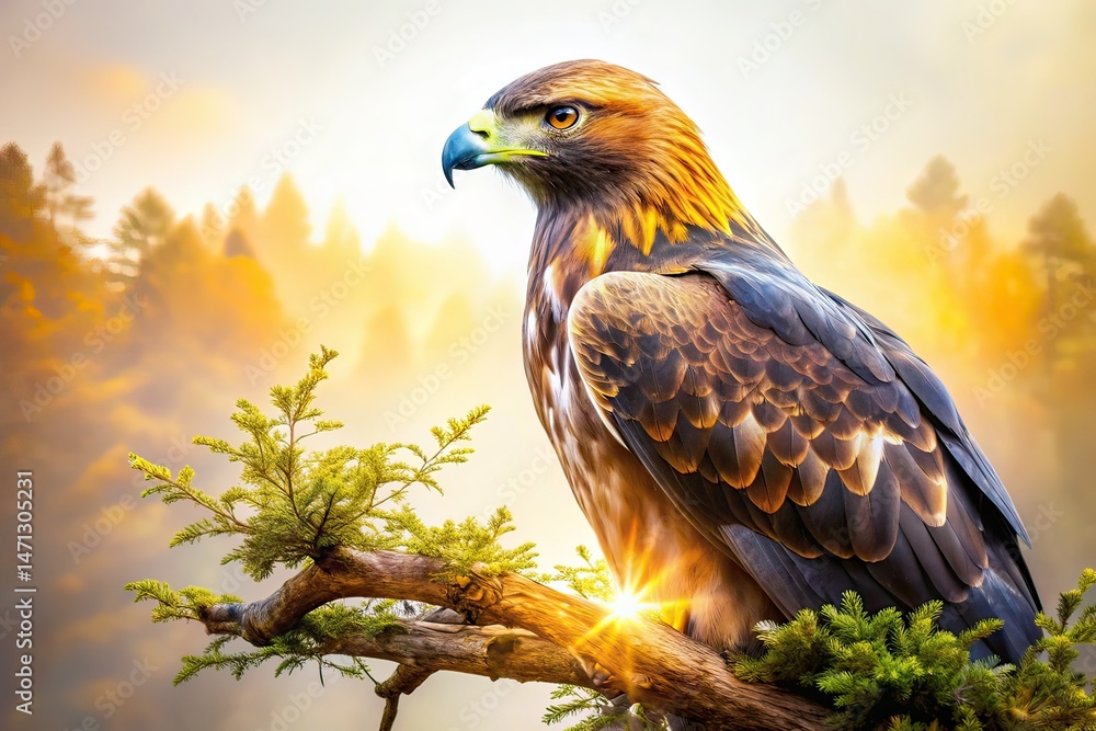 Obraz premium Golden Eagle - Double Exposure, Morning Light, Wildlife