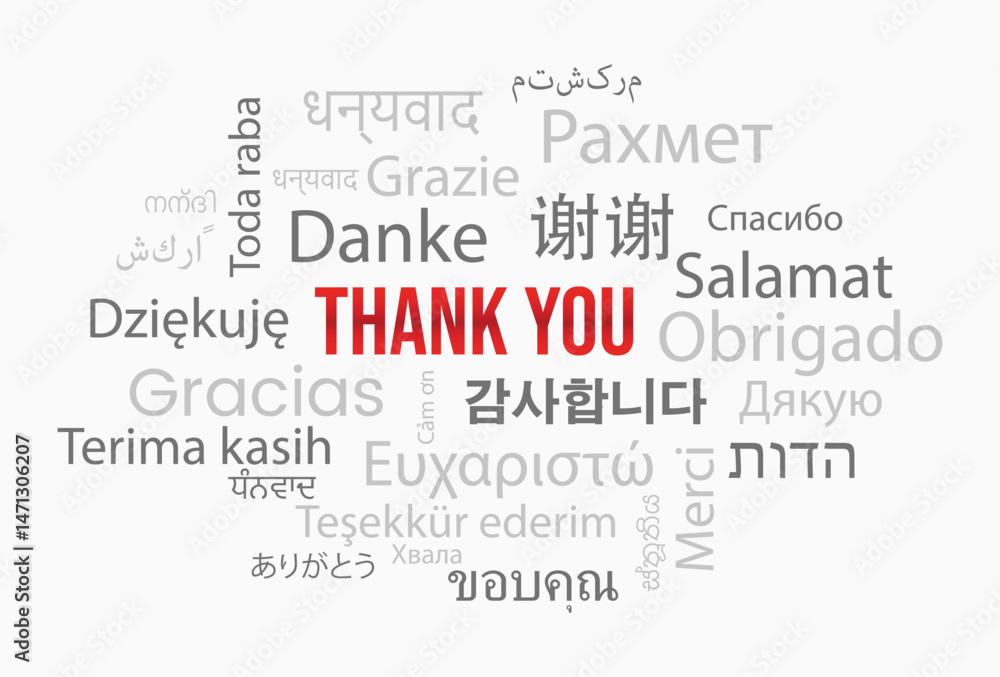 Thank you word cloud in different languages background concept Thank you word cloud in different languages background concept