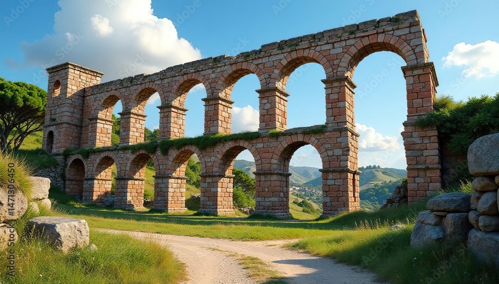 Ancient Roman aqueduct ruins, weathered stone, historical architecture, impressive structure , archeology, fragile, historical Ancient Roman aqueduct ruins, weathered stone, historical architecture, impressive structure , archeology, fragile, historical