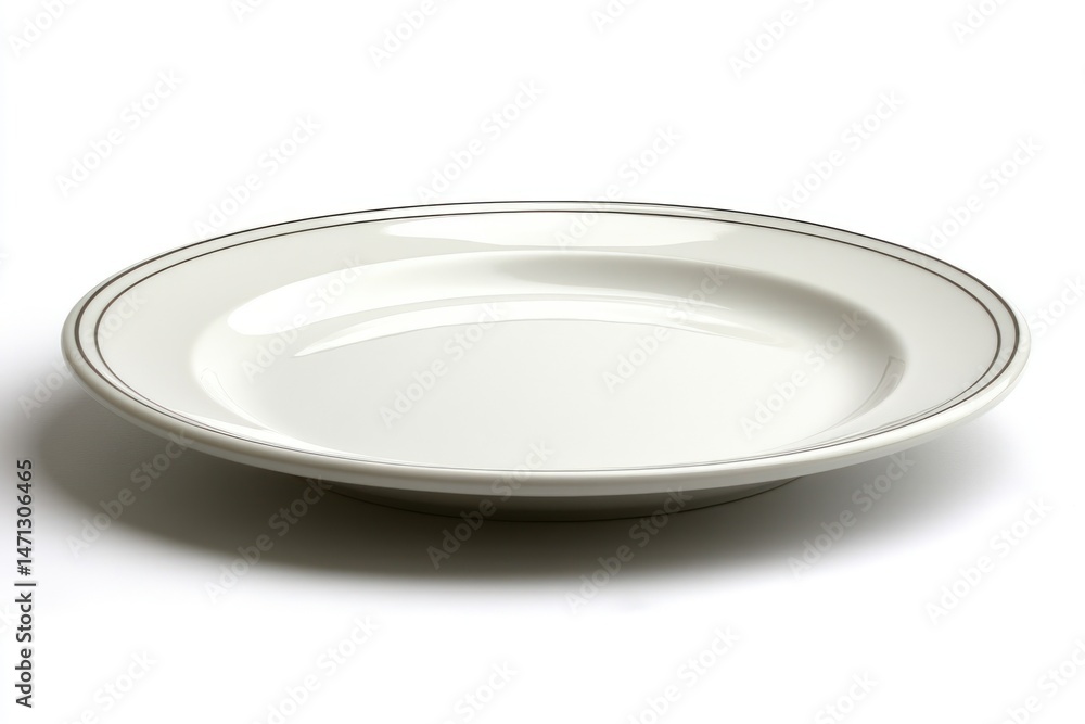 Empty white dinner plate with double gold rim Empty white dinner plate with double gold rim