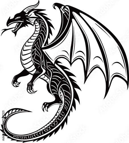 Intricate Dragon Artwork with Large Wings