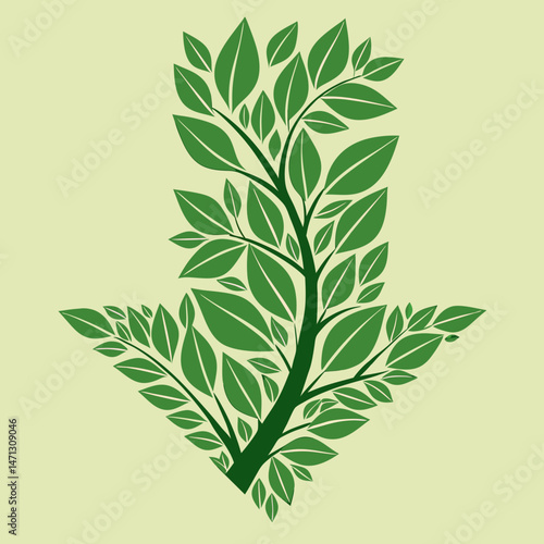 Nature-themed download icon with leaves forming the arrow shape